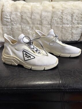 Prada Men’s White Canvas Low-Top Sneakers